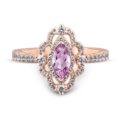Margaux Rose de France Amethyst Engagement Ring with Diamonds 14K Gold (3/4 ct. tw.)