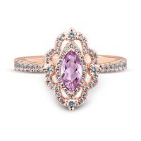 Margaux Rose de France Amethyst Engagement Ring with Diamonds 14K Gold (3/4 ct. tw.)