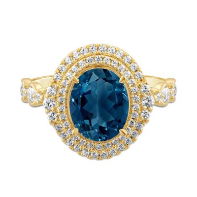 Bette London Blue Topaz Engagement Ring with Diamonds 14K Yellow Gold (3/4 ct. tw.)