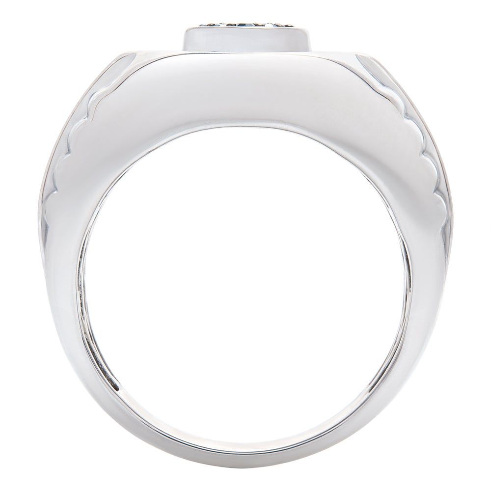 Menâs Blue Diamond Ring with Halo Sterling Silver (1/2 ct. tw.)