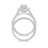 Halo Diamond Bridal Set with Oval Cluster 14K White Gold (1 1/2 ct. tw.)