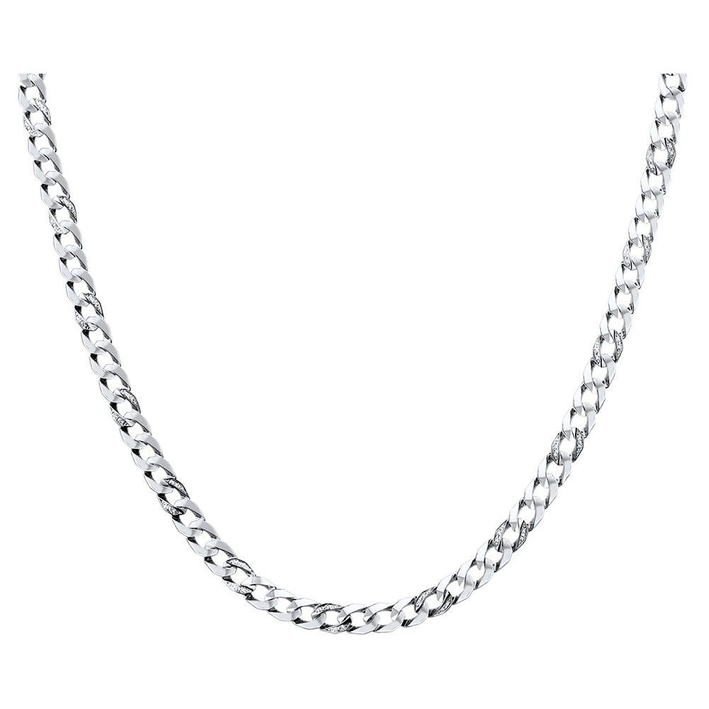 Menâs Diamond Curb Chain Necklace in Sterling Silver, 22" (1/4 ct. tw.)