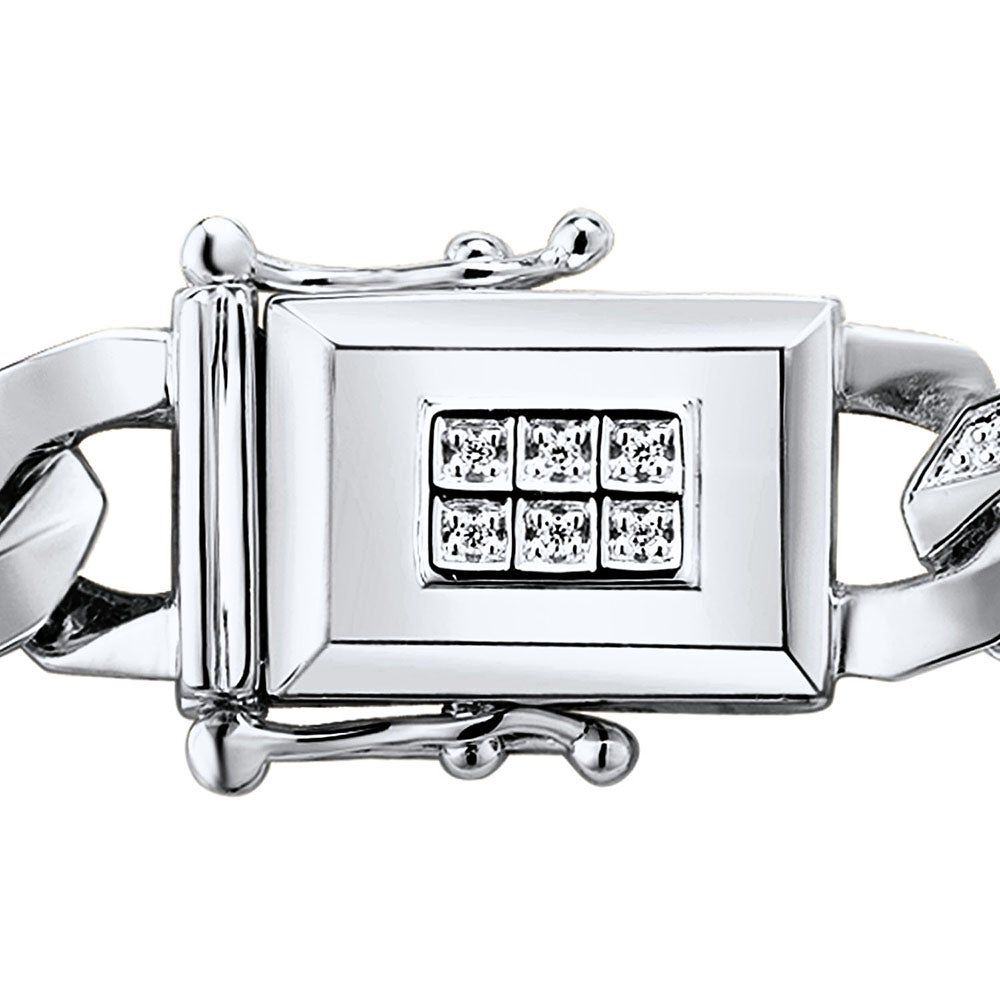 Menâs Diamond Curb Chain Necklace in Sterling Silver, 22" (1/4 ct. tw.)