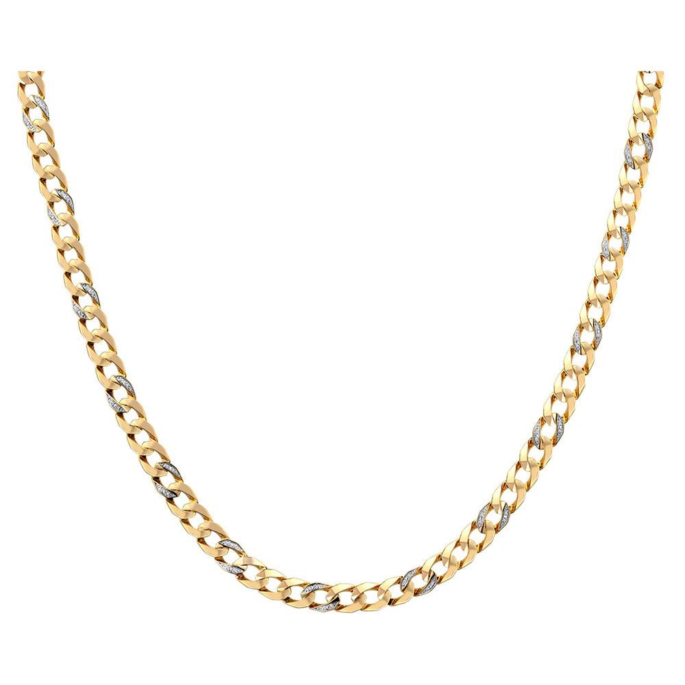 Menâs Diamond Curb Chain Necklace in 10K Yellow Gold, 22" (1/4 ct. tw.)