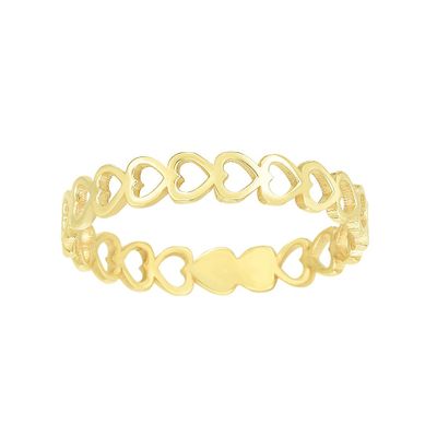 Stacking Ring with Heart Cut-Outs in 14K Yellow Gold