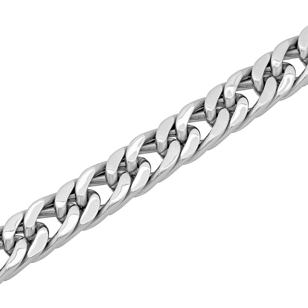 Menâs Curb Chain Bracelet in Stainless Steel, 8.75â