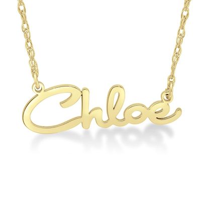 custom nameplate necklace with cursive lettering