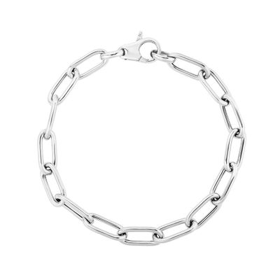 Paperclip Chain Bracelet in Sterling Silver, 7.5"