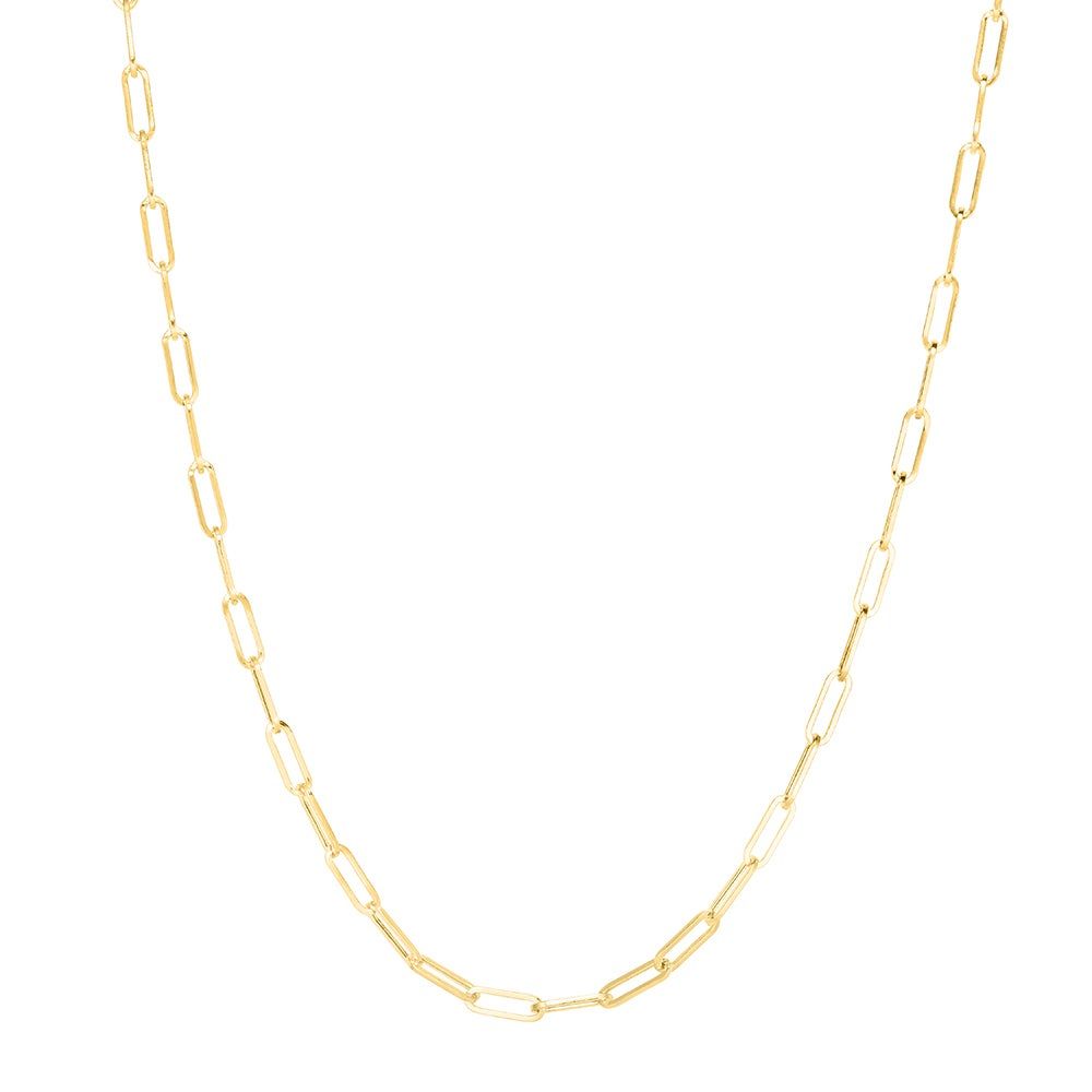 Paperclip Chain Necklace in 14k yellow gold, 3mm, 18â