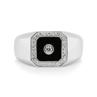 Menâs Onyx and Diamond Ring Sterling Silver (1/3 ct. tw.)