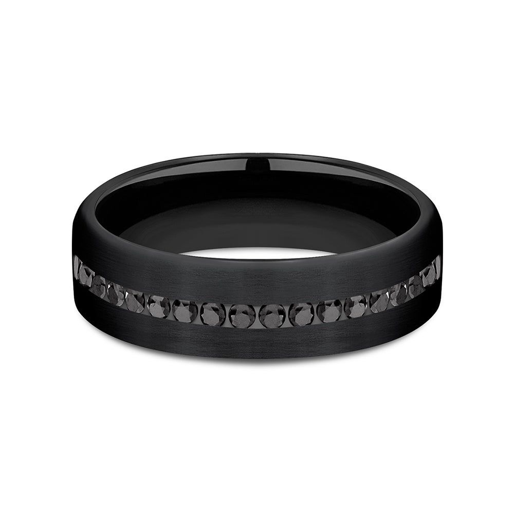 Menâs Black Wedding Band with Diamonds Titanium, 6.5mm (3/8 ct. tw.)