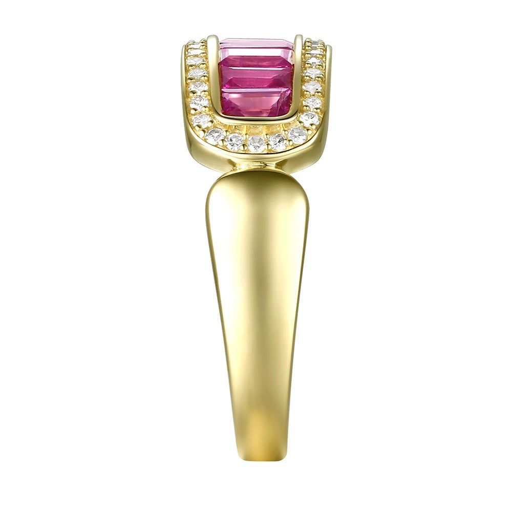 Baguette Ruby & Diamond Ring 10K Yellow Gold (1/5 ct. tw.)