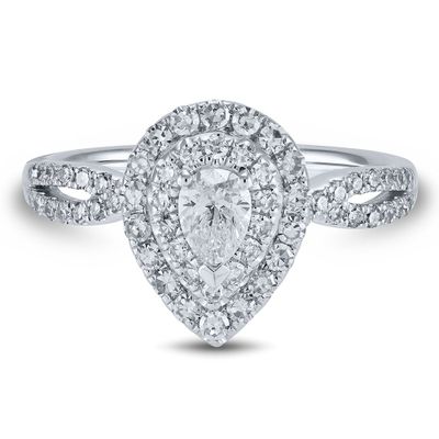 Pear-Shaped Diamond Engagement Ring with Split-Shank Band 14K White Gold (1 ct. tw.)