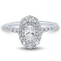 Oval Diamond Pave Engagement Ring 14K White Gold (1 ct. tw.)