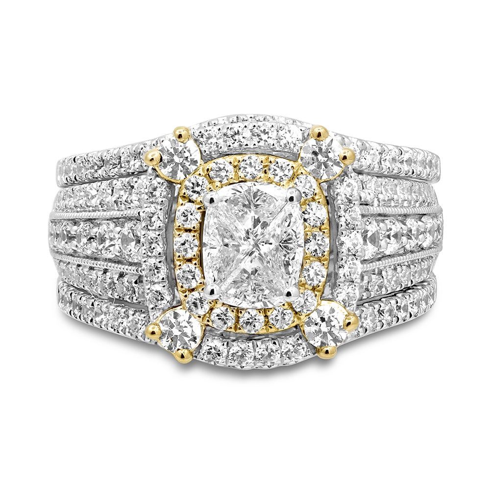 Diamond Bridal Set with Fancy-Cut Cluster 14K White & Yellow Gold (2 ct. tw.)