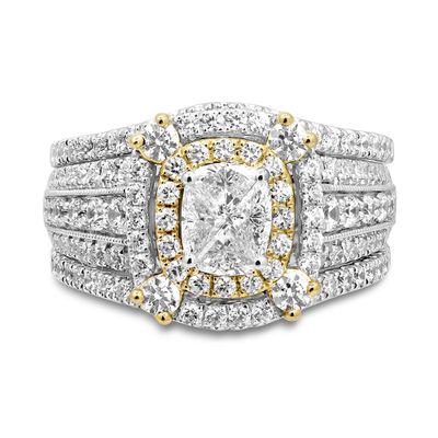 Diamond Bridal Set with Fancy-Cut Cluster 14K White & Yellow Gold (2 ct. tw.)