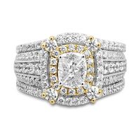 Diamond Bridal Set with Fancy-Cut Cluster 14K White & Yellow Gold (2 ct. tw.)