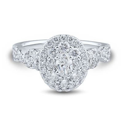 Oval Diamond Halo Engagement Ring 14K White Gold (1 1/4 ct. tw.)