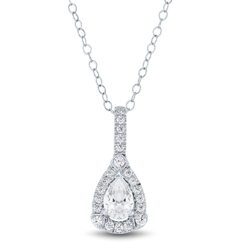 Lab Grown Diamond Pendant with Pear-Shape in 14K White Gold (3/4 ct. tw.)