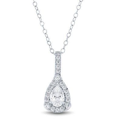 Lab Grown Diamond Pendant with Pear-Shape in 14K White Gold (3/4 ct. tw.)