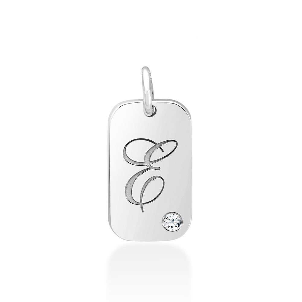 Personalized Tag with Diamond Accent in Sterling Silver