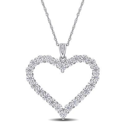 Moissanite Heart Pendant in Sterling Silver (2 2/5 ct. tw.)