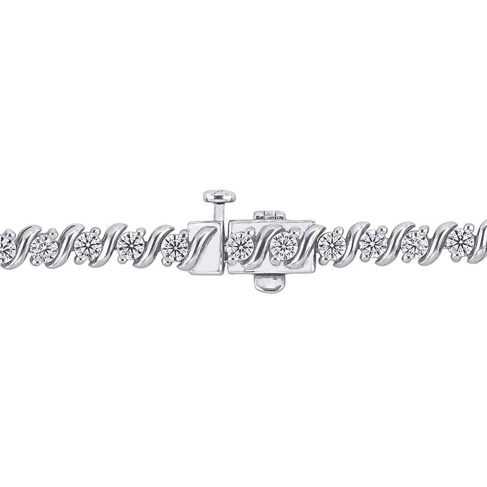 Moissanite Tennis Bracelet with âSâ Links in Sterling Silver (2 3/4 ct. tw.)
