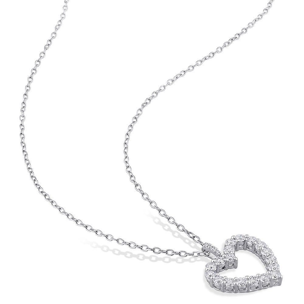 Moissanite Heart Pendant in Sterling Silver (3/5 ct. tw.)