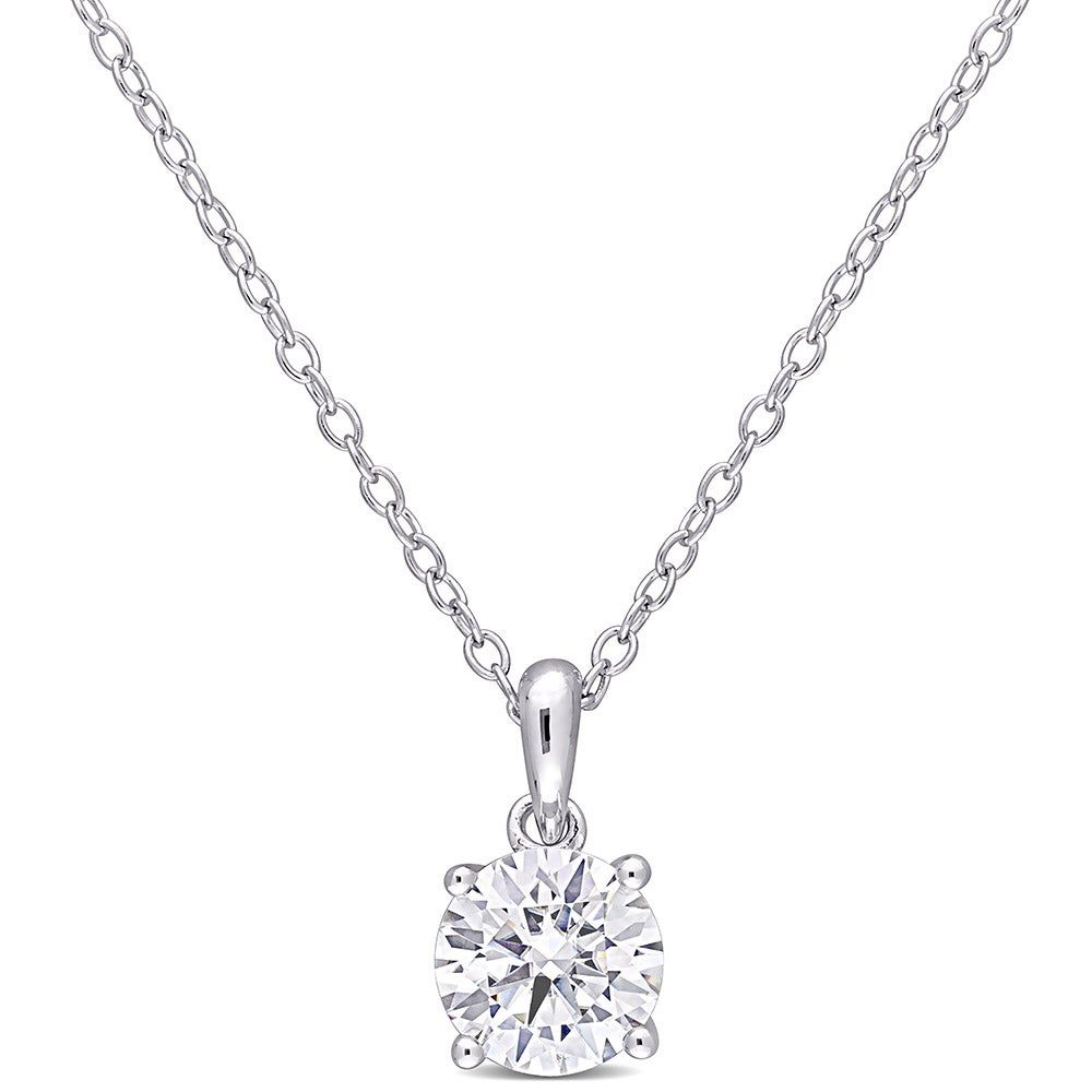 Moissanite Solitaire Pendant in Sterling Silver (1 ct.)
