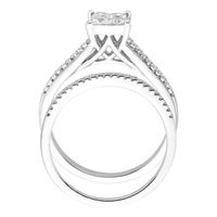 Princess-Cut Diamond Bridal Set with Cluster Diamonds 10K White Gold (1/2 ct. tw.)