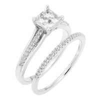 Princess-Cut Diamond Bridal Set with Cluster Diamonds 10K White Gold (1/2 ct. tw.)