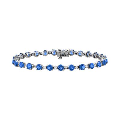 Tanzanite Tennis Bracelet with Lab-Created White Sapphires in Sterling Silver