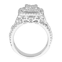 Princess-Cut Cluster Diamond Engagement Ring 14K White Gold (1 1/3 ct. tw.)