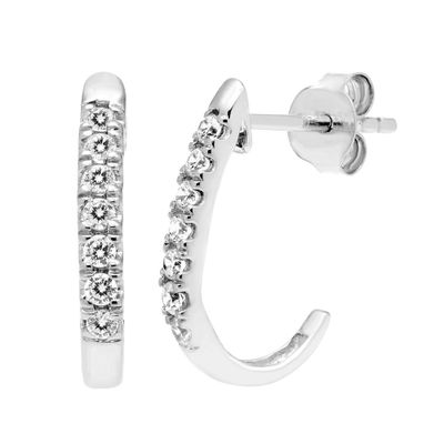Diamond J-Hoop Earrings in 10K Gold (1/2 ct. tw