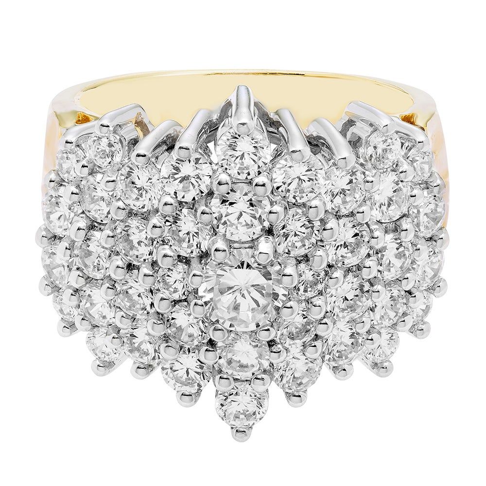 Wide-Band Diamond Cluster Ring 14K Yellow & White Gold (3 ct. tw.)