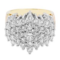 Wide-Band Diamond Cluster Ring 14K Yellow & White Gold (3 ct. tw.)