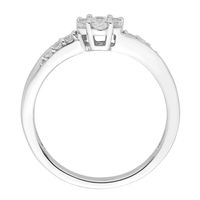 Round Cluster Diamond Ring with Side Stones 10K White Gold (1/3 ct. tw.)