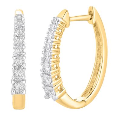 Diamond Graduated Hoop Earrings in 10K Yellow Gold (1/4 ct. tw.)