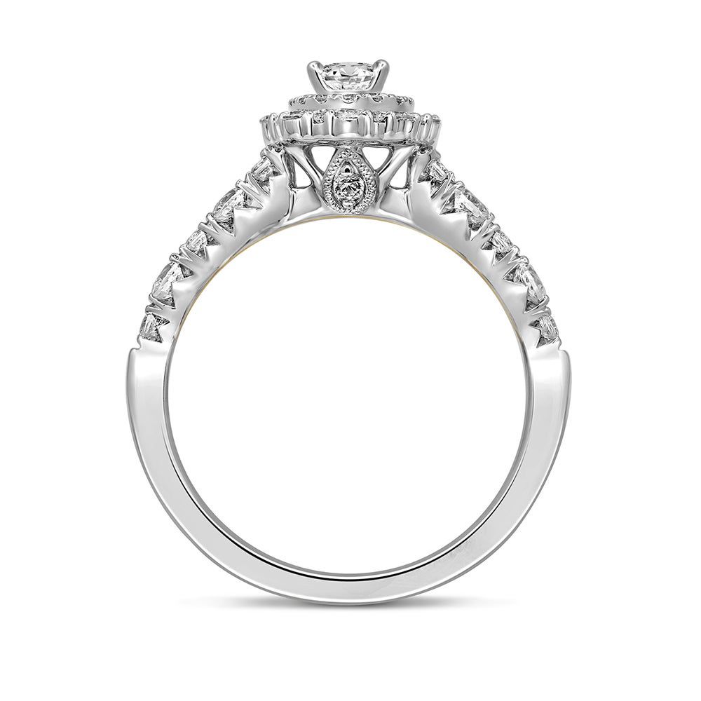 Oval Diamond Engagement Ring with Scalloped Band 14K White Gold (1 ct. tw.)