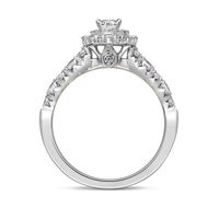 Oval Diamond Engagement Ring with Scalloped Band 14K White Gold (1 ct. tw.)