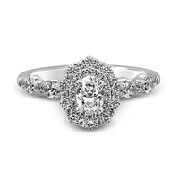 Oval Diamond Engagement Ring with Scalloped Band 14K White Gold (1 ct. tw.)