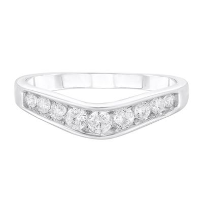 Diamond Contour Wedding Band with Channel Setting 14K White Gold (3/8 ct. tw.)