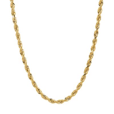 Rope Chain Necklace in 10K Yellow Gold, 4.4mm, 22â
