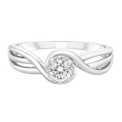 Round Diamond Solitaire Engagement Ring with Bypass Band 10K White Gold (1/4 ct.)