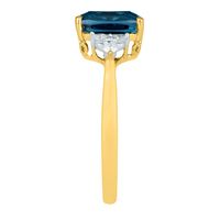 Cushion-Cut London Blue Topaz Ring with Diamonds 14K Yellow Gold (1/5 ct. tw.)