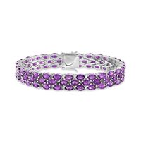 Amethyst Bracelet with Three Rows in Sterling Silver