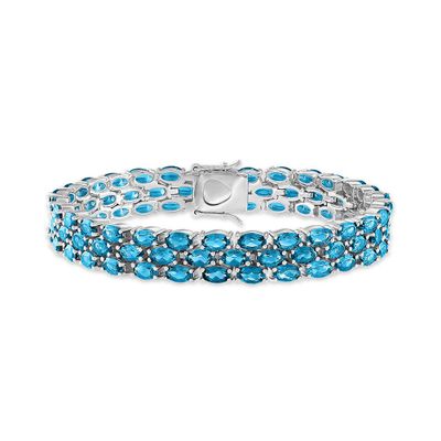 Blue Topaz Bracelet with Three Rows in Sterling Silver
