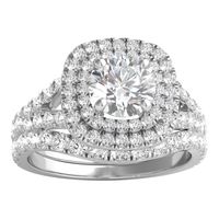 Lab Grown Diamond Bridal Set with Double Halo 14K White Gold (2 ct. tw.)