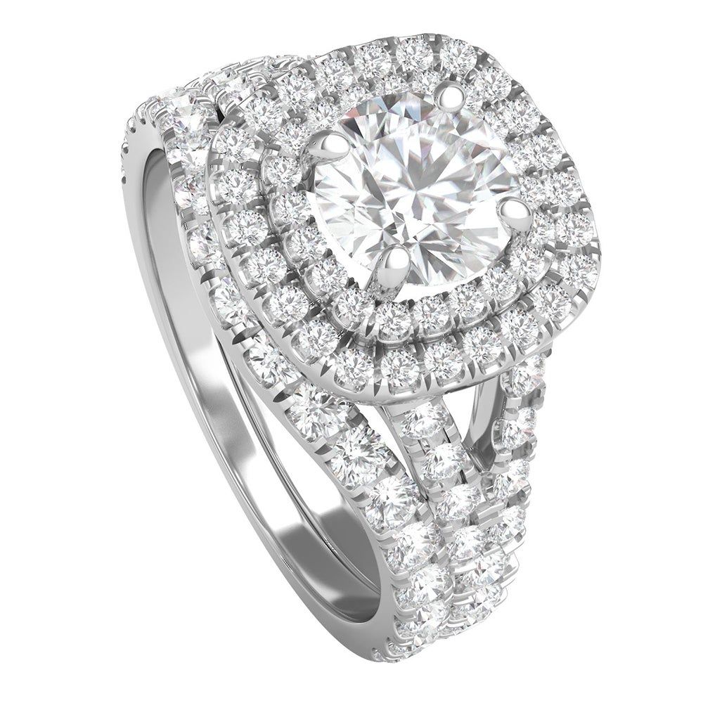 Lab Grown Diamond Bridal Set with Double Halo 14K White Gold (2 ct. tw.)