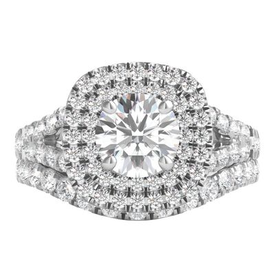 Lab Grown Diamond Bridal Set with Double Halo 14K White Gold (2 ct. tw.)